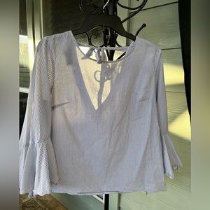Gorgeous White and Blue Stripped Blouse. Size L